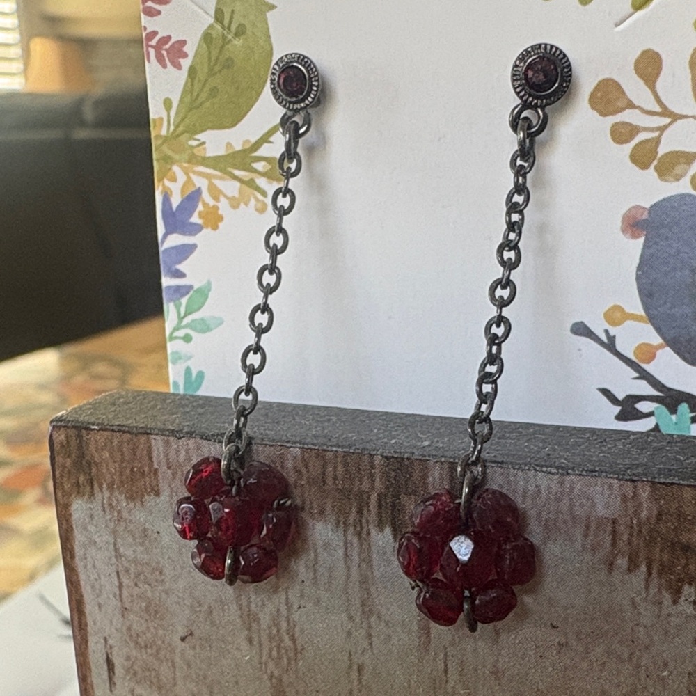 1928  Ruby Red Chain Earrings